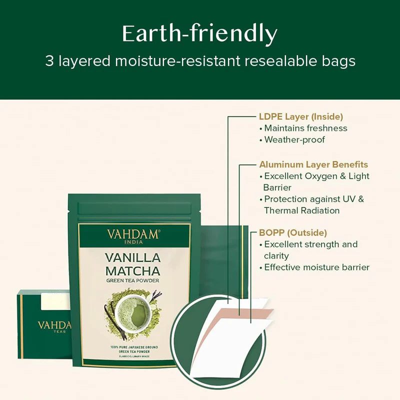 Vanilla Matcha Green Tea Powder, 3.53oz/100g