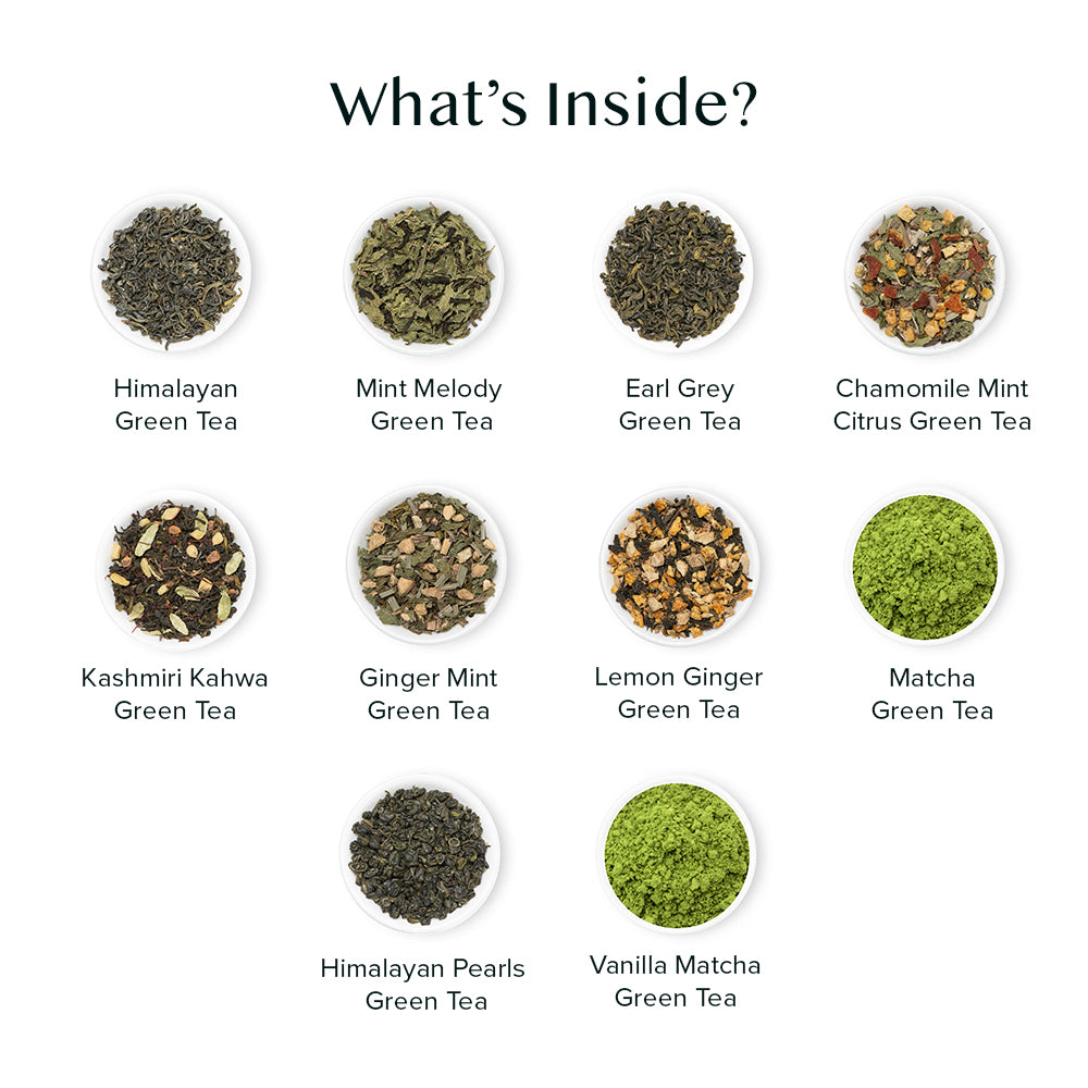 Green Tea Loose Leaf Sampler, 10 Teas