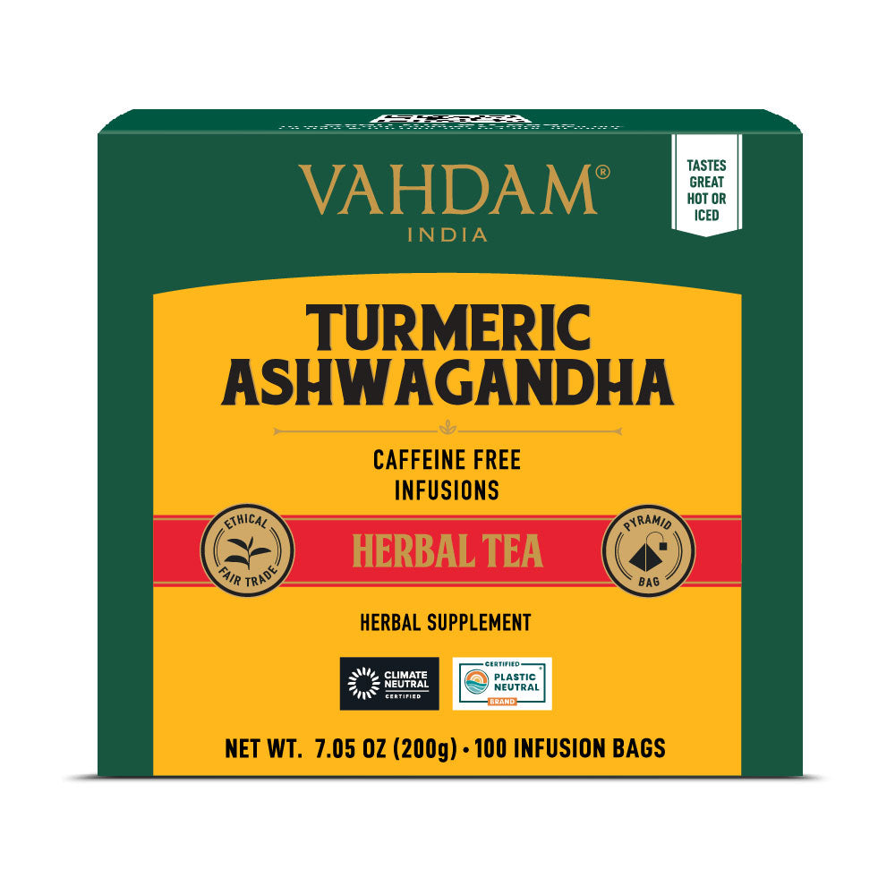 Turmeric Ashwagandha Herbal Tea Tisane, 100 Count