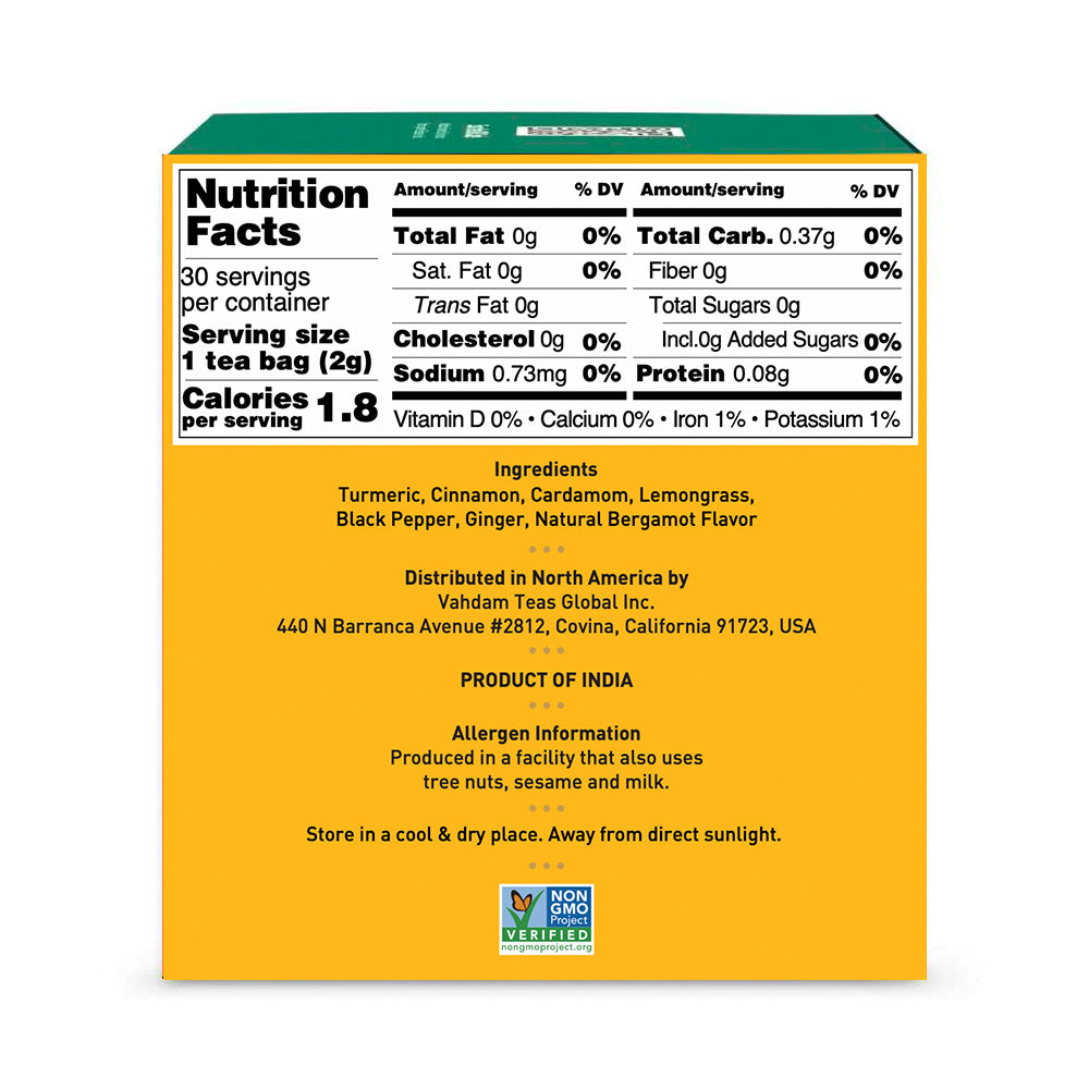 Turmeric Spiced Herbal Tea Tisane, 30 Count VAHDAM® Global