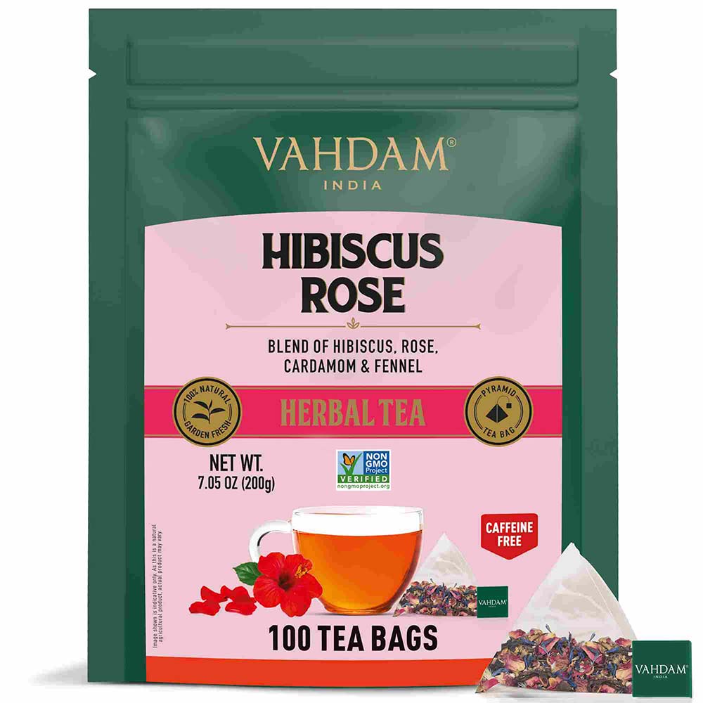 Hibiscus Rose Herbal Tea Tisane, 100 Count - VAHDAM® Global