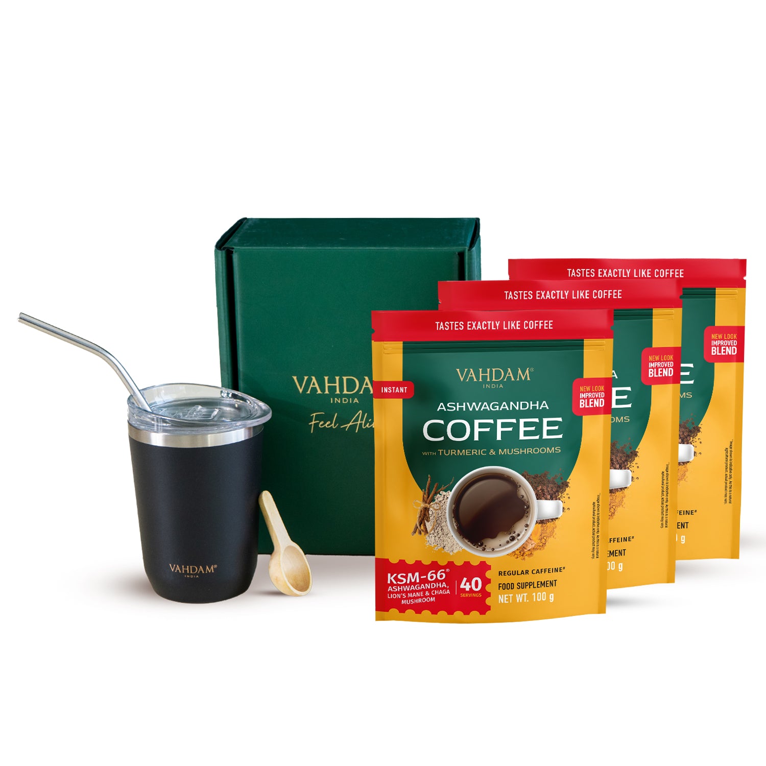 Ashwagandha Coffee 3 Packs (2+1 Free Pack + 7 FREE Gifts worth £35 Additional)